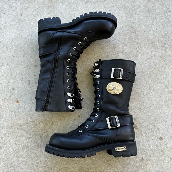 Xelement X29409Black 'Fury' 12-Inch Lace-Up Motorcycle Boots Women’s Size 7.5 - Picture 1 of 13